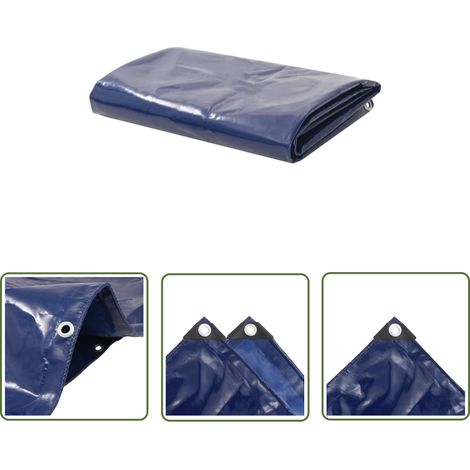 The Living Store Bâche 650 g / m² 3 x 3 m Bleu - Couverture Imperméable - Bâche Protectrice - Bâche Extérieure - Bâche Multifonction - Bâche Bleue (1/5)
