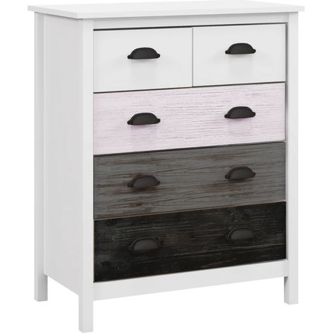 Kommode Aufbewahrungsschrank mit 5 Schubladen Kippschutz für Schlafzimmer Wohnzimmer in Weiß 70x38x85cm
