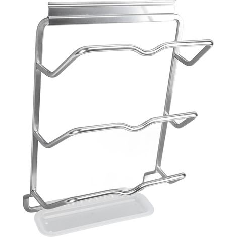 Support couvercles casserole suspendu 3 niveaux alliage aluminium rangement cuisine pour assiettes plaques a patisserie (1/5)