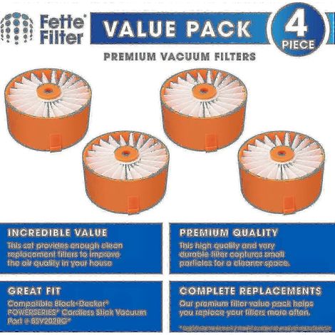 Paquete de 4 filtros de repuesto - Compatible con la aspiradora inalámbrica Black+decker Powerseries Extreme (modelo n.° BSV2020) - Good SZRH AF (1/3)