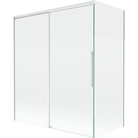Paroi de Douche Mexen Rox 2 Volets Coulissants 140 + 70 x 150 cm, Transparent, Blanc - 8C9-140-070-20-00