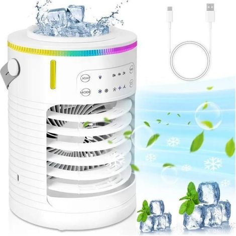 BRILLSTEN Ventilateur de Climatisation Portable 600ML USB — Ventilateur silencieux 3 vitesses, humidificateur et purificateur (1/4)