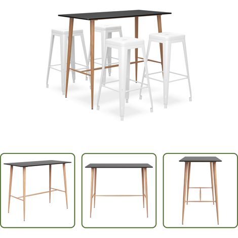 Tabouret de bar - Ensemble de bar 5 pcs Noir et blanc (1/5)