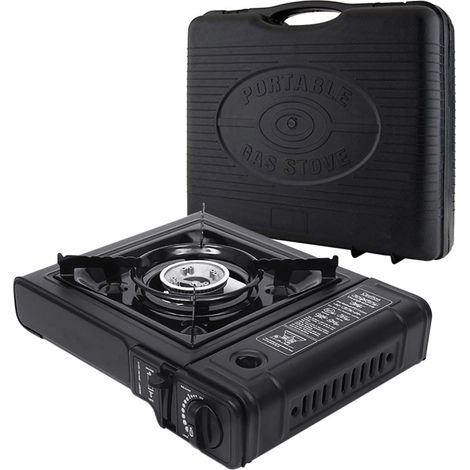 Fornello da campeggio a gas da 2,2 kW con valigetta, accensione piezoelettrica e regolatore di fiamma - Misura 34x28x8,5 cm (1/5)
