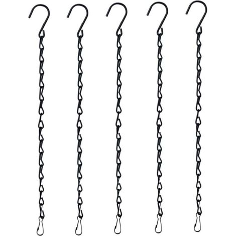 Set mit 5 Aufhängeketten für Vogelhäuser, Pflanzgefäße, Laternen und Dekorationen (24 cm, Schwarz)