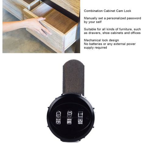 Serrures de tiroir mécanique avec combinaison à 3 chiffres, mini camlock en zinc, sans clé (1/5)