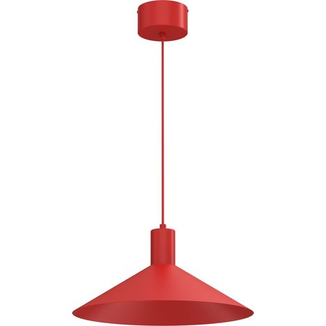 Suspension minimaliste rouge mat Nox 40 cm, abat-jour cône aplati, GU10, Luminex (1/2)