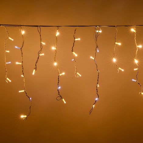 TENDA LUMINOSA LED STALATTITI 152 MAXI LED DA 6 METRI PROLUNGABILI CON LUCI CALDE FISSE E BIANCO FLASH INTERMITTENTI PER DECORAZIONI NATALIZIE BALCONI FACCIATE BAR RISTORANTI NEGOZIO
