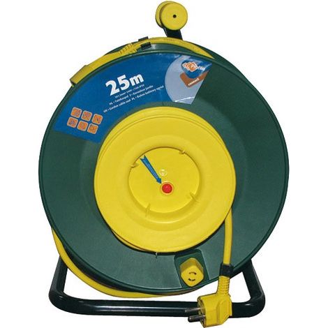 Enrouleur électrique Jardin 25m Câble 3g1.5mm2, Protection Thermique - Profile