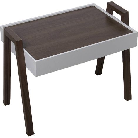 Table d'appoint bois élégant pour salon contemporain - Bois foncé avec blanc (1/5)