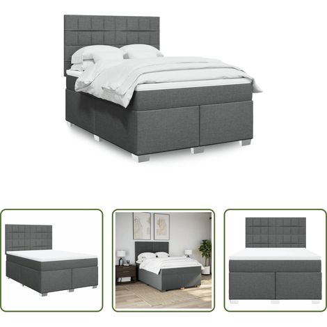 vidaXL Taschenfederkern - Boxspringbett mit Matratze Dunkelgrau 160x200 cm Stoff (1/5)