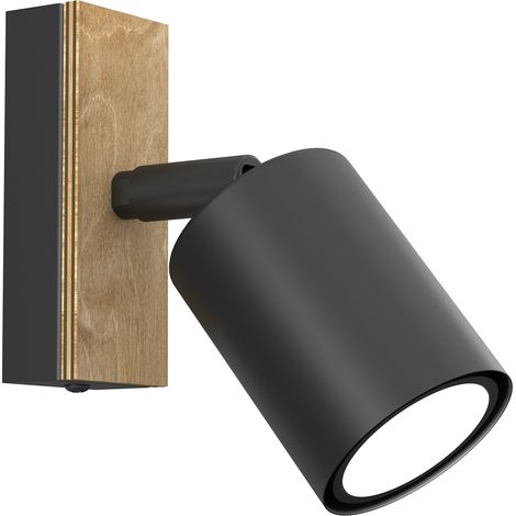 Spot mural/plafonnier orientable noir bois GU10 Tulon Luminex