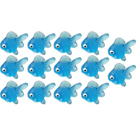 Jouets faux poissons rouges, lot de 14 pièces, 0,98 pouce, TPR caoutchouc souple réaliste, décoration, bleu (1/5)