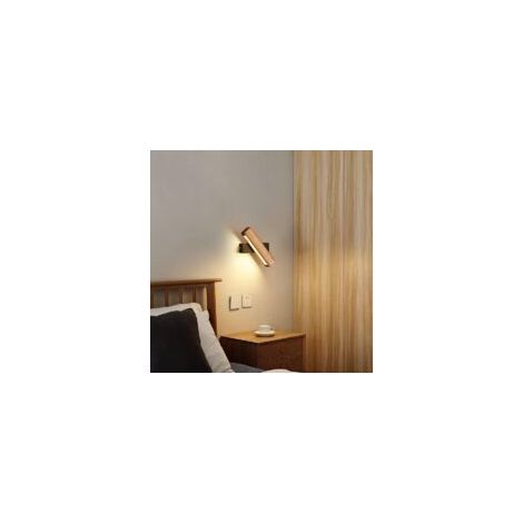 Crezuo 4W LED-Wandleuchte für den Innenbereich in Holzoptik, 360° drehbar, ideal für Schlafzimmer, Wohnzimmer, Büro oder Flur (1/4)
