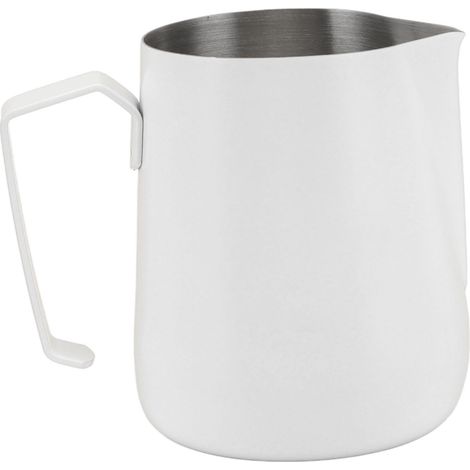 Pichet mousseur à lait 450 ml en acier inoxydable 304, blanc, idéal pour les cafés et la maison. (1/5)
