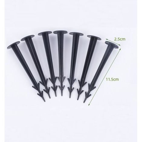 ALLIANDISLot de 100 Piquets d'ancrage en Plastique Noir 12 cm résistants aux UV (1/3)