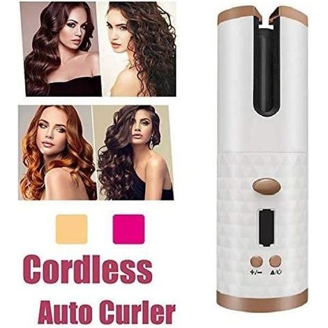 Fer à Friser Automatique, Boucleur à Cheveux Sans Fil, Bigoudis Portable avec Affichage LED et Minuterie 6 Température Réglable (1/4)