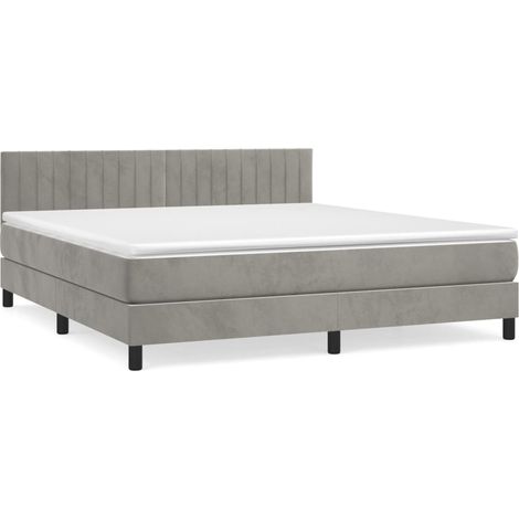 Maison Exclusive - Cama box spring con colchón terciopelo gris cl (1/5)