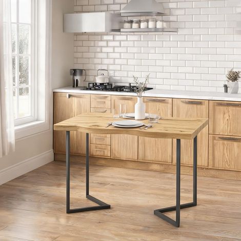 Table de salle à manger roble en mDF métal 110 x 67 x 75,5 cm (1/5)
