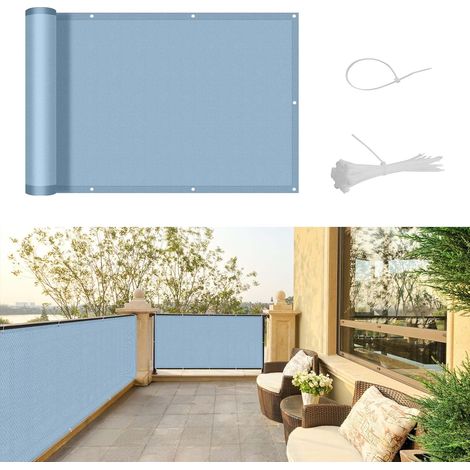 Brise Vue Balcon - 1 Pièce - Polyester - Protection UV Et Imperméable - Pour Terrasse Jardin Patio - 90x300cm Gris Clair (1/5)