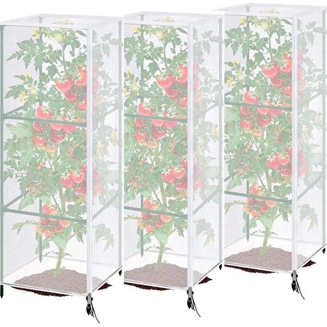 Malla para pájaros, jaulas para tomates de jardín, malla antiinsectos para huertos con cremallera, reutilizable para plantas, malla de PE, redes. (1/5)