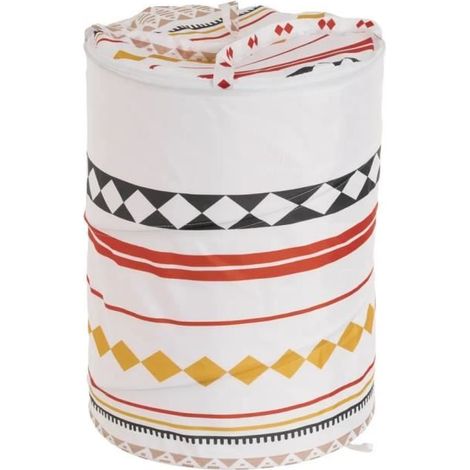 Panier à linge - JUANIO - ronden - Pliable - Avec couvercle - 2 poignées (1/3)