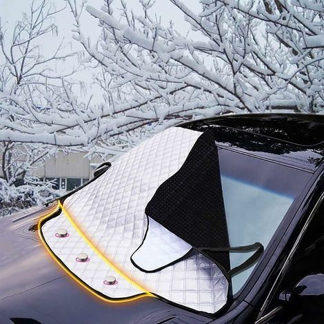 Couverture pare-brise voiture imperméable repliable Aluminium matelassé Anti UV, anti givre, 3 aimants Taille M 183x116cm, L 190x126cm (1/5)