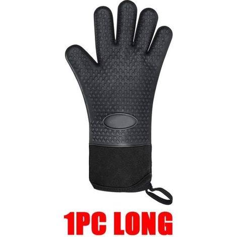 Gants et maniques,2 pièces cuisine résistant à la chaleur four gants Barbecue Grill Silicone cuisson gants une - Type 1 PC Long A (1/4)