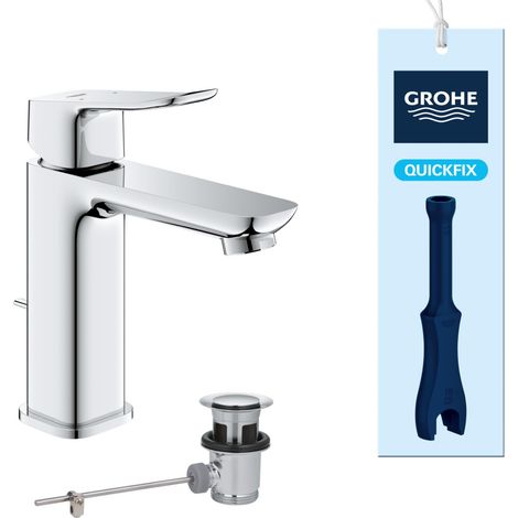 GROHE Dice Grifo Mezclador Monomando Para Lavabo Tamaño M Con Válvula Click-Clack, Cartucho Cerámico 28 Mm, Ahorro De Agua, Cromo - 1018320000
