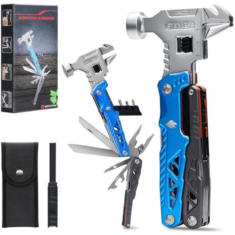 Multitool 18 en 1 avec Marteau, Pince et Couteau de Poche - Outil Multifonction Robuste pour Hommes - Idéal pour le Camping, la Randonnée, la Pêche, la Survie et les Urgences (1/5)