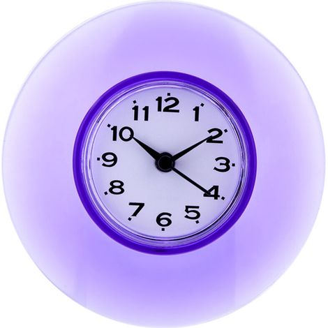 Bathroom kitchen mirror suction cup wall clock waterproof shower quartz clocks decoration purple (1/5)