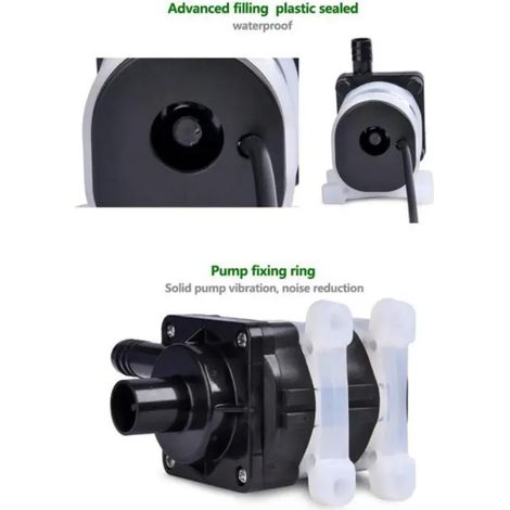 Pompe submersible CC sans balais 12 V 28 W 800 L/h pour fontaines, aquariums et bassins à poissons (1/4)