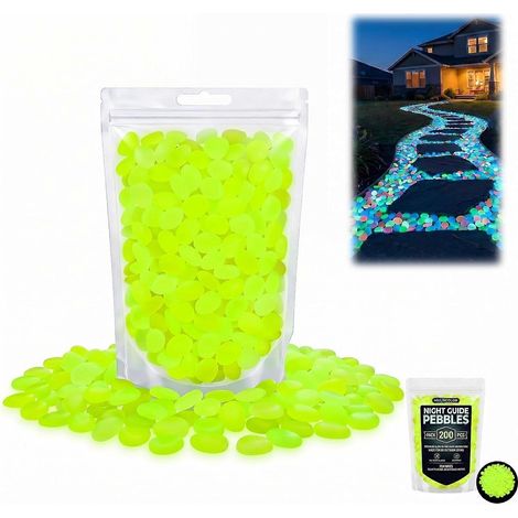 Gravier d'aquarium pierres de jardin phosphorescentes colorées galets lumineux décoration paysagère extérieure 200 pièces jaunes (1/5)