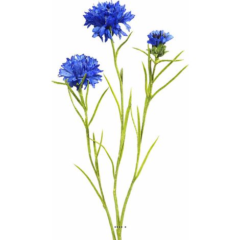 Bleuet artificiel en tige H 68 cm 3 têtes (1/3)