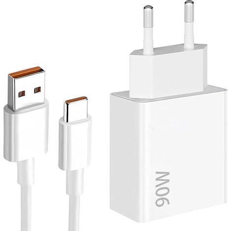 90W Fast Charger with 1.5m USB C Cable, 90W Adapter for Redmi Note 14 Pro, 15T, 15, 14, Poco X7 Pro, F7 Ultra. Also available for other brands. (1/5)