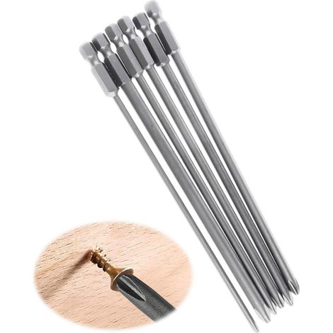 Lot de 6 tournevis cruciformes Ph1 Ph2 S2 en acier avec tête magnétique (1/5)