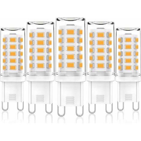 Ampoule LED G9 blanc chaud, 3 W équivalent à 28 W, 33 W et 40 W halogène, 220 V-240 V CA, sans scintillement, lot de 5, [Économie d'énergie] (1/5)