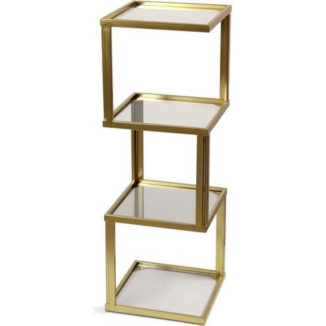 Scaffale in metallo oro con 4 ripiani cm 30x30x87h