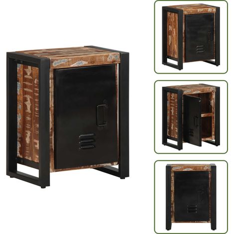 Nachttisch Mehrfarbig 40x30x51 cm Altholz Massiv - Nachttisch - Nachttische - Beistelltisch - Nachtschrank