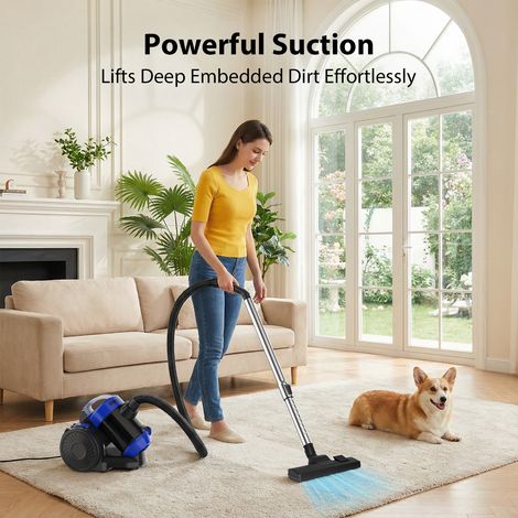 Aspirateur cylindrique sans sac pour la maison, moteur puissant de 3600 W, compact et léger
