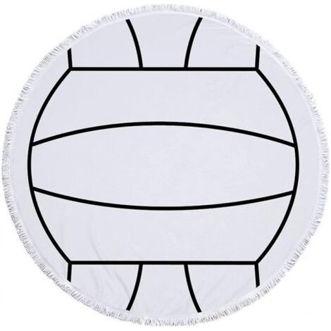 Serviette de Plage 150 X 150 cm d'épaisseur Serviette de Plage Ronde Couverture surdimensionnée, Tissu en Microfibre avec Franges en Coton Balle Blanche Sport Nouveauté Impression épaisse
