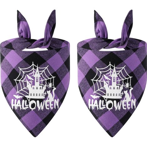 Lot de 2 bandanas réversibles pour chien, style triangle, accessoires pour Halloween (1/5)