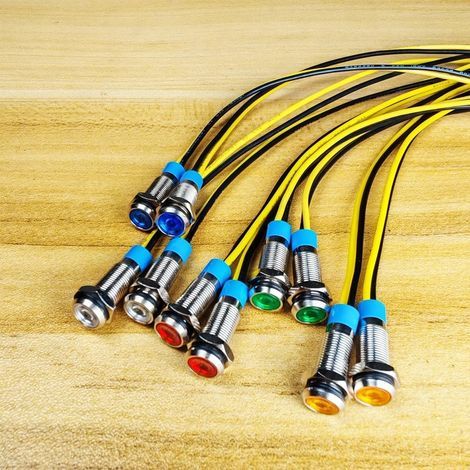 Gebildet 10Pcs 6mm 230VAC LED Indicateur en Métal Lampe De Signal Étanche (Vert Orange Rouge Bleu Blanc 10Pcs) (1/4)