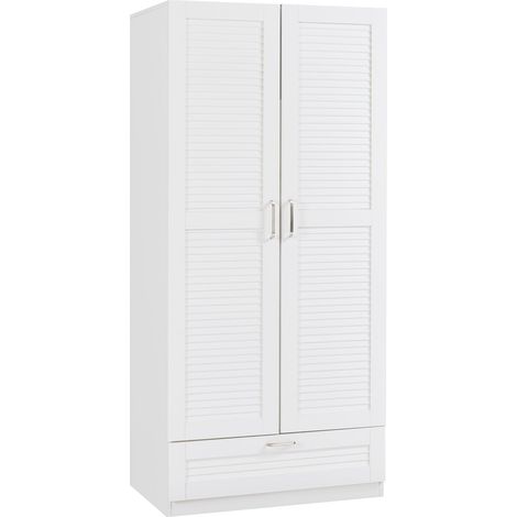 Scaffale guardaroba 176 x 80 x 52 cm mobile contenitore per camera da letto con 4 ripiani e 1 cassetto MDF bianco 030008869