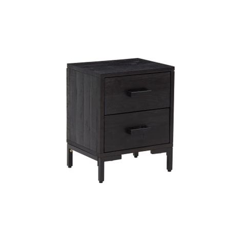 Table de chevet Noir 36x30x45 Bois de pin massif (1/5)