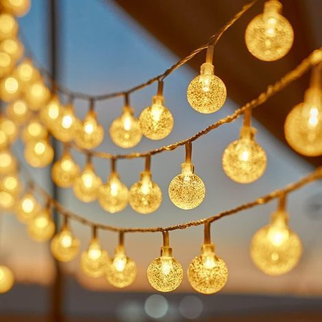 Guirlande lumineuse solaire à boules, étanche, 80 LED, 14,4 m, 70 lumières, 8 modes, éclairage intérieur et extérieur, pour la maison, Noël, les fêtes, la terrasse, blanc chaud (1/5)