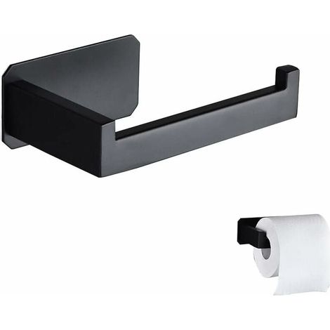 ZVD-Porte-Papier Hygiénique Porte-Papier Hygiénique Mural Original En Acier Inoxydable Sans Perçage Porte-Papier Hygiénique Noir Colle 3M Pour La Décoration Salle De Bain Toilette Accessoires De Cuisi (1/4)
