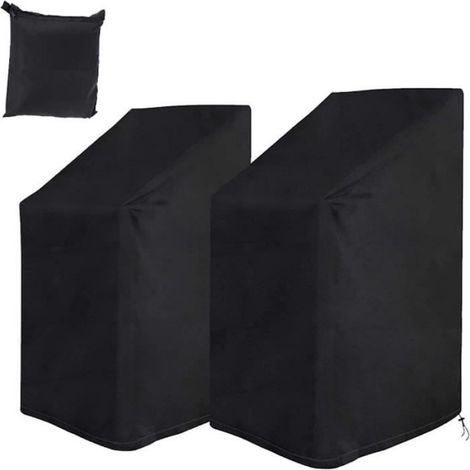 Housse de Chaise - Tissu Oxford 210D Impermeable - Pour Chaises Empilables et Patio - 75x75x120 cm (1/4)