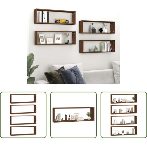 Holzregal - Wandregale 4 Stk. Braun Eichen-Optik 80x15x26,5cm Holzwerkstoff (1/5)