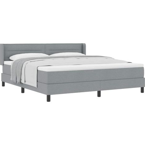 Maison Exclusive - Lit Ă ressorts avec tĂȘte de lit Gris clair 200 x 180 cm tissu (1/5)